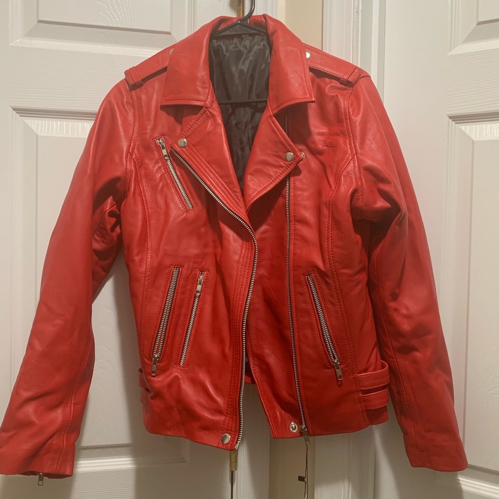 Red leather jacket